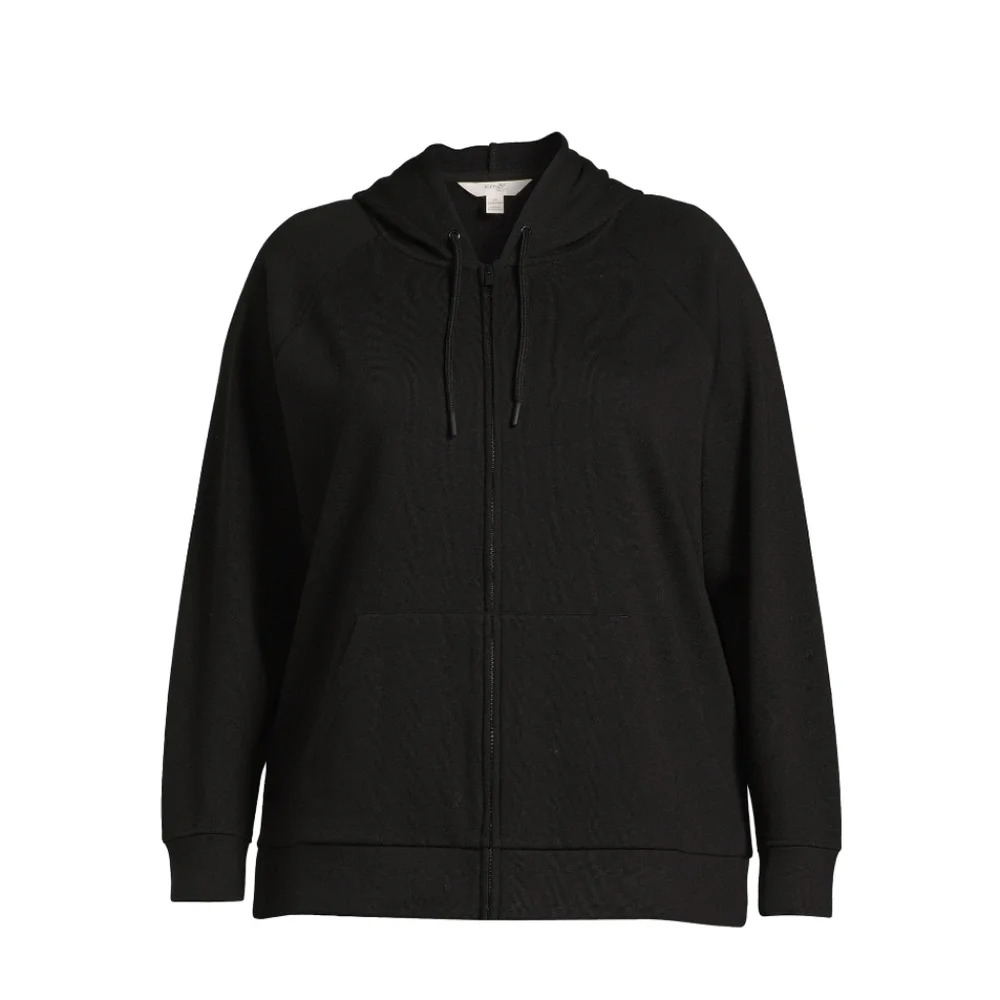Terra & Sky Women's Plus Size 0X (14W) Full Zip Fleece HoodieColor Black Soot